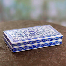 Load image into Gallery viewer, Velvet-Lined Papier Mache Wood Box with Mughal Queen Motif - Queen's Grandeur | NOVICA