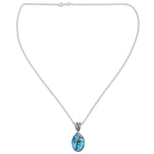Load image into Gallery viewer, Blue Turquoise Sterling Silver Pendant Necklace India - Mystical Blue | NOVICA