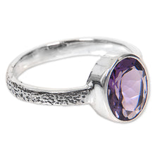 Load image into Gallery viewer, Hand Made Amethyst and Silver Solitaire Ring from Indonesia - Simply in Purple | NOVICA