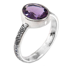 Load image into Gallery viewer, Hand Made Amethyst and Silver Solitaire Ring from Indonesia - Simply in Purple | NOVICA