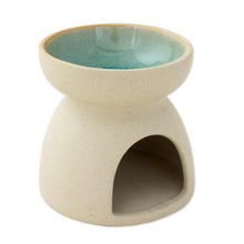 Load image into Gallery viewer, Ceramic Oil Warmer with Elephant Carving from Thailand - Mother and Child Elephant | NOVICA