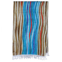 Load image into Gallery viewer, Modern Bishnupur Handwoven Silk Print Shawl from Bengal - Dhau in Blue | NOVICA