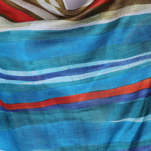 Load image into Gallery viewer, Modern Bishnupur Handwoven Silk Print Shawl from Bengal - Dhau in Blue | NOVICA