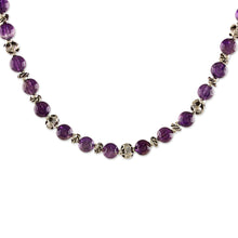 Load image into Gallery viewer, Amethyst and 950 Silver Beaded Necklace from Thailand - Simple Grace | NOVICA