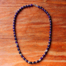 Load image into Gallery viewer, Amethyst and 950 Silver Beaded Necklace from Thailand - Simple Grace | NOVICA