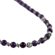 Load image into Gallery viewer, Amethyst and 950 Silver Beaded Necklace from Thailand - Simple Grace | NOVICA