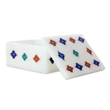 Load image into Gallery viewer, Handmade Indian Marble Jewelry Box with Stone Inlay - Starry Garden | NOVICA