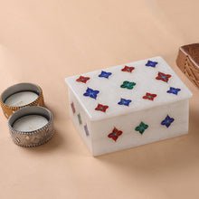 Load image into Gallery viewer, Handmade Indian Marble Jewelry Box with Stone Inlay - Starry Garden | NOVICA