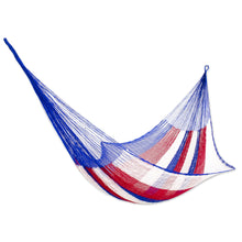 Load image into Gallery viewer, Red White and Blue Hand Woven Nylon Maya Hammock (Single) - Patriotic | NOVICA