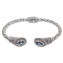 Load image into Gallery viewer, Sterling Silver Blue Topaz Cuff Bracelet from Indonesia - Bright Eyes | NOVICA