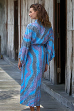 Load image into Gallery viewer, Women's Blue 100% Rayon Robe from Indonesia - Ocean Reef | NOVICA