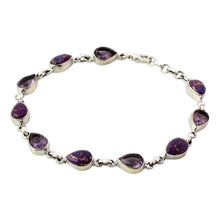Load image into Gallery viewer, Amethyst Composite Turquoise Link Bracelet from India - Tears of India | NOVICA