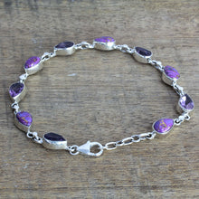 Load image into Gallery viewer, Amethyst Composite Turquoise Link Bracelet from India - Tears of India | NOVICA
