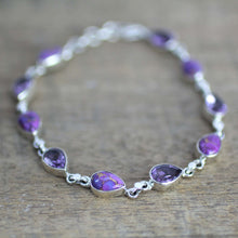 Load image into Gallery viewer, Amethyst Composite Turquoise Link Bracelet from India - Tears of India | NOVICA