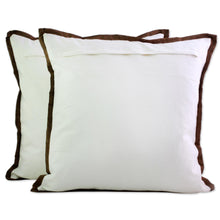 Load image into Gallery viewer, Acrylic Embroidered Cotton Cushion Covers (Pair) from India - Copper Beauty | NOVICA