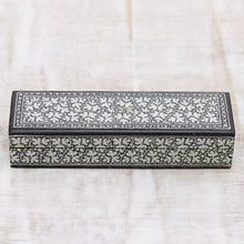 Load image into Gallery viewer, Handmade Wood Floral Decorative Box by Indian Artisan - Midnight Charm | NOVICA