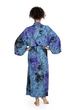 Load image into Gallery viewer, Handmade Tie Dye Blue Rayon Robe from Indonesia - Wild Blues | NOVICA