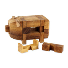 Load image into Gallery viewer, Rain Tree Wood Pig Puzzle from Thailand - Piggy Puzzle | NOVICA