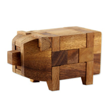 Load image into Gallery viewer, Rain Tree Wood Pig Puzzle from Thailand - Piggy Puzzle | NOVICA