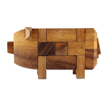 Load image into Gallery viewer, Rain Tree Wood Pig Puzzle from Thailand - Piggy Puzzle | NOVICA
