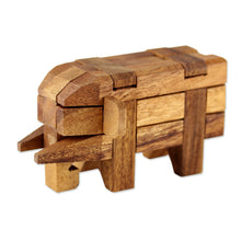 Load image into Gallery viewer, Rain Tree Wood Elephant Puzzle from Thailand - Elephant Puzzle | NOVICA