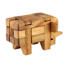 Load image into Gallery viewer, Rain Tree Wood Elephant Puzzle from Thailand - Elephant Puzzle | NOVICA
