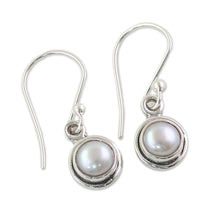 Load image into Gallery viewer, Sterling Silver Cultured Pearl Dangle Earrings from India - Purest Love | NOVICA