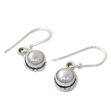 Load image into Gallery viewer, Sterling Silver Cultured Pearl Dangle Earrings from India - Purest Love | NOVICA