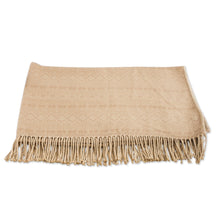 Load image into Gallery viewer, Alpaca Acrylic Blend Throw Blanket in Sand from Peru - Sandy Passion | NOVICA