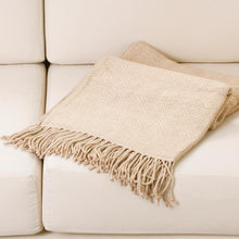 Load image into Gallery viewer, Alpaca Acrylic Blend Throw Blanket in Sand from Peru - Sandy Passion | NOVICA
