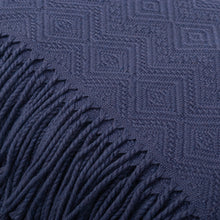 Load image into Gallery viewer, Alpaca and AcrylicThrow Blanket with Fringe in Denim Blue - Puno Traditions in Blue | NOVICA