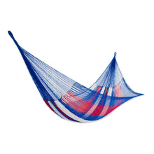 Load image into Gallery viewer, Red White and Blue Hand Woven Nylon Maya Hammock (Double) - Patriotic | NOVICA