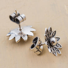 Load image into Gallery viewer, Sterling Silver Floral Stud Earrings from Peru - Spreading Lotus | NOVICA