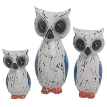 Load image into Gallery viewer, Hand Carved Wood Owl Sculptures (Set of 3) from Indonesia - Wise Family | NOVICA