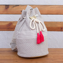 Load image into Gallery viewer, Striped Drawstring Cotton Backpack Handcrafted in Mexico - Day Trip Dream | NOVICA