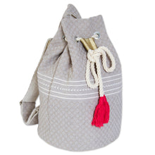 Load image into Gallery viewer, Striped Drawstring Cotton Backpack Handcrafted in Mexico - Day Trip Dream | NOVICA