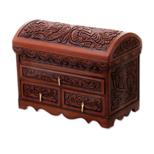 Load image into Gallery viewer, Handcrafted Wood and Leather Jewelry Box from Peru - Brave Swan | NOVICA