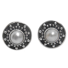 Load image into Gallery viewer, Hand Made Cultured Pearl Stud Earrings from Indonesia - Glowing White Happiness | NOVICA