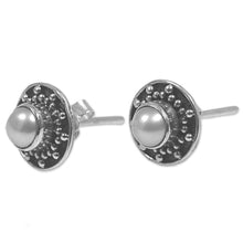 Load image into Gallery viewer, Hand Made Cultured Pearl Stud Earrings from Indonesia - Glowing White Happiness | NOVICA