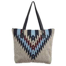 Load image into Gallery viewer, Wool Shoulder Bag with Zapotec Diamond Pattern and Leather - Diamond Bliss | NOVICA