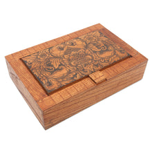 Load image into Gallery viewer, Hand Carved Wood Decorated Jewelry Box from Indonesia - Bhoma Treasure | NOVICA