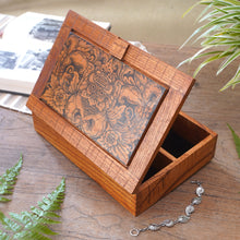 Load image into Gallery viewer, Hand Carved Wood Decorated Jewelry Box from Indonesia - Bhoma Treasure | NOVICA
