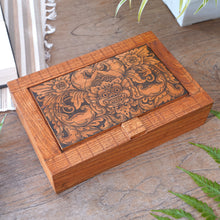 Load image into Gallery viewer, Hand Carved Wood Decorated Jewelry Box from Indonesia - Bhoma Treasure | NOVICA