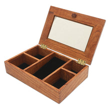 Load image into Gallery viewer, Hand Carved Wood Decorated Jewelry Box from Indonesia - Bhoma Treasure | NOVICA