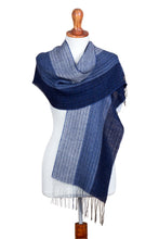 Load image into Gallery viewer, Handwoven Baby Alpaca Blend Scarf in Blue from Peru - Soft Texture in Blue | NOVICA
