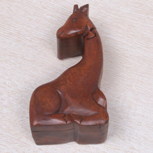 Load image into Gallery viewer, Hand Carved Giraffe Shape Wood Puzzle Box from Indonesia - Resting Giraffe | NOVICA