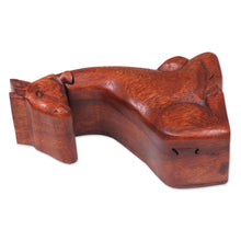 Load image into Gallery viewer, Hand Carved Giraffe Shape Wood Puzzle Box from Indonesia - Resting Giraffe | NOVICA