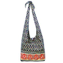 Load image into Gallery viewer, Handmade Thai Red and Black Cotton Shoulder Bag - Dramatic Thai | NOVICA