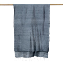 Load image into Gallery viewer, Hand Woven Fringed Silk Scarf in Iron Grey from Thailand - Otherworldly in Iron Grey | NOVICA