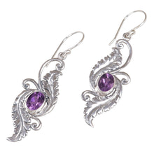 Load image into Gallery viewer, Amethyst Sterling Silver Dangle Earrings from Indonesia - Morning Garden | NOVICA